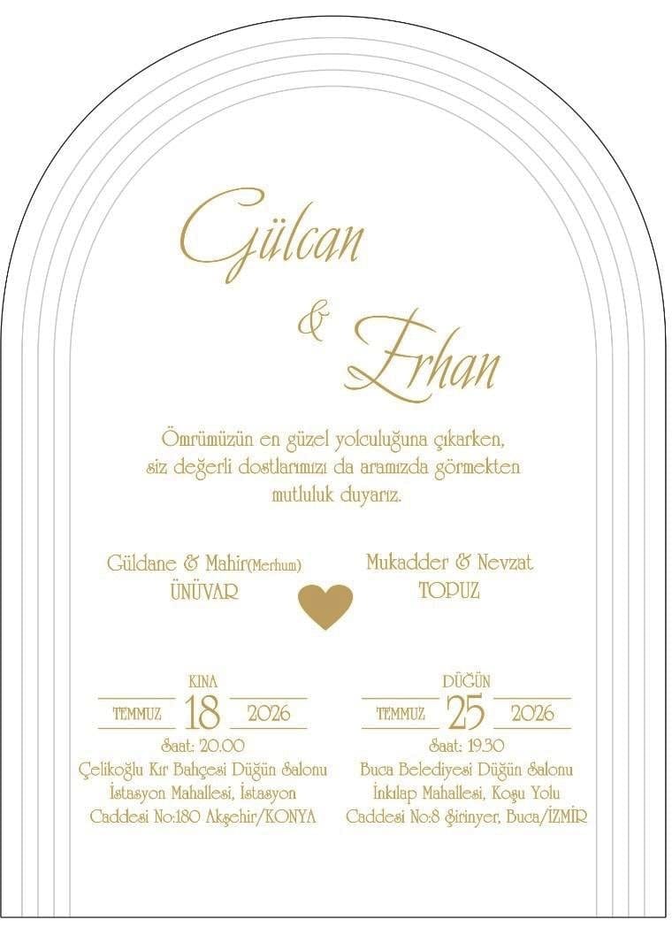 Gülcan ve Erhan düğün davetiyesi
